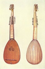 MUSICAL INSTRUMENTS. Theorbo 1945 old vintage print picture