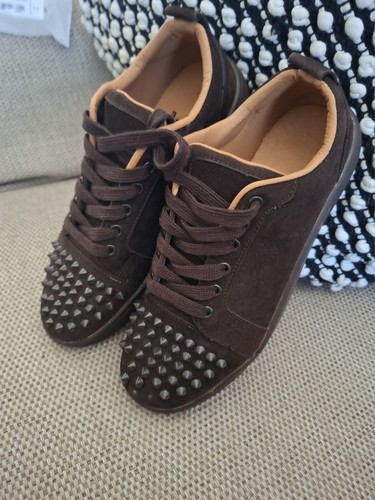 Brown suede rock stud trainers - brown,