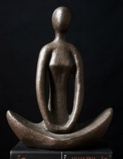 Amalfi Meditate Sculpture Brown Ceramic Figurine Abstract Art Statue Home Decor