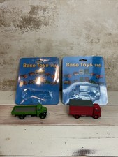 Base Toys X2, Green Flatbed & Red Box Van.