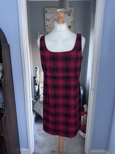 Red tartan check shift dress - red,