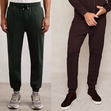 Reiss Mens Premier Interlock Jersey Joggers Designer Stretch Tracksuit Bottoms