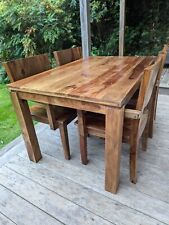 Handmade Indian Rose / Sheesham Heavy Wood Dining Table and Chairs 140 cm