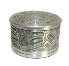 Boma Pewter Bear Mask Trinket Box Pot Canada Native Spirit Container w Lid VTG