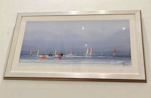 Oil painting sea and boats