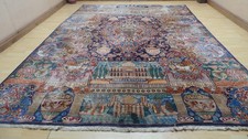 Large Persain Carpet Rug Hand Made PICTORIAL Living Room Area 12ft 1" x 8ft 4"