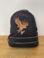River Island with phoenix embroidery ladies small black backpack/ rucksack