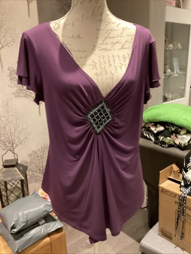 Ladies purple top with front - with,