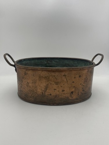 Vintage copper brass oval pan - copper,