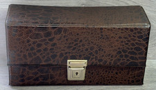 Brown Vinyl Cassette Box Tape Box Holder Holds 12 Standard Cassettes/Tapes