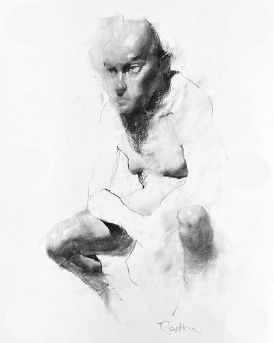 Original charcoal drawing - charcoal, nude