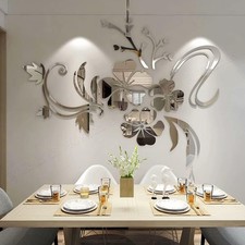 3D Wall Sticker Floral Mirror