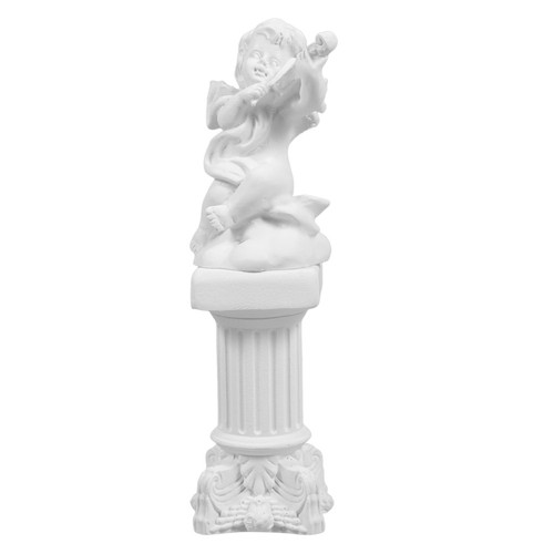 White resin angel statue - white, with