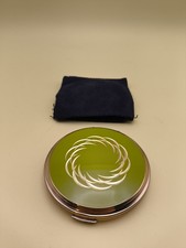 Vintage Green Chartreuse Gold Enamel Stratton England Cosmetic Powder Compact