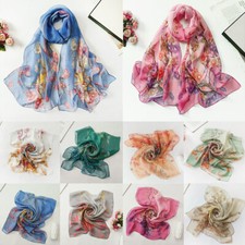 Women Long Floral Silk Blend