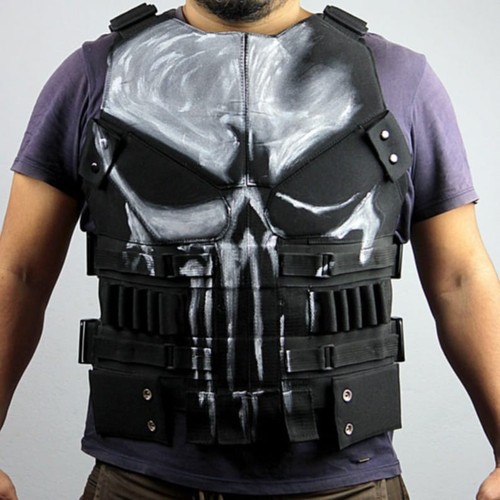 Punisher vest skull white - punisher,