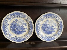 Two Wood & Sons Seaforth Blue & White 10" Plates with Stafford Knot Edging