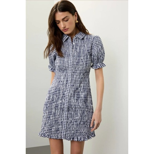 Jason smocked gingham mini - wu,
