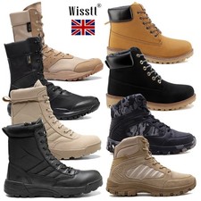Mens Military Boots Army Combat Leather Suede Ankle Work Shoes SWAT Tactical
