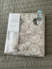 BNWT NEXT Curtains Jacquard Trellis 46”x54” Pair Lined Eyelets Ivory Beige Gold