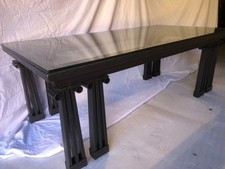 Large, solid, metal Alfrank coffee table. Laminated, heavy 1" glass top.