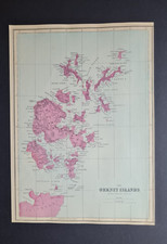 Antique 1881 map - Orkney Islands - Scotland - Bacon / Weller