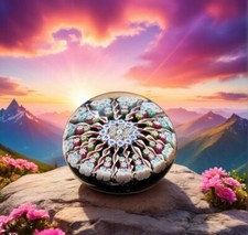 PERTHSHIRE PAPERWEIGHT PP1 Radial 14 Spoke Millefiori SCOTLAND 1975 VINTAGE VG++