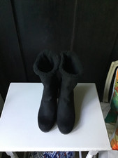 Primark Black Platform Pull On Roll Down Ankle/ Mid Calf  Boots  Size UK 6 - New