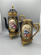 Vintage ACF Cobalt Blue Porcelain tea and milk pot pitchers  