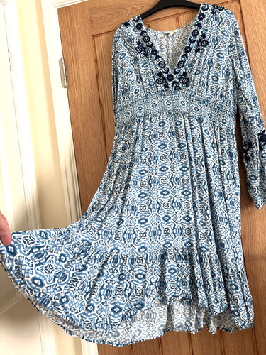 Monsoon white blue - white, batik