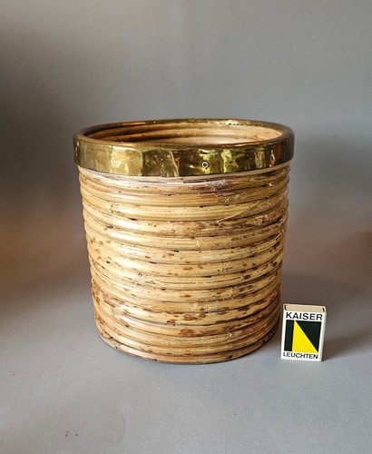 Vintage basket rattan brass - rattan,