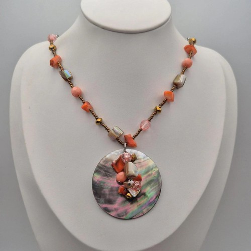 Orange coral beaded necklace - beaded,
