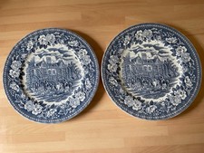 Pair of AYNSLEY & Co Ltd Blue & White Plates - ENGLANDS HERITAGE - Hunting Scene