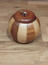 Vintage Lancraft Woodware Apple Storage Pot, Tea Caddy, Preserve Wooden Pot