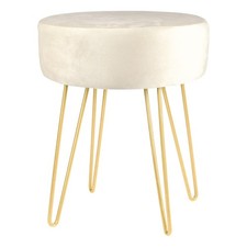 Round Velvet Footstool Ottoman