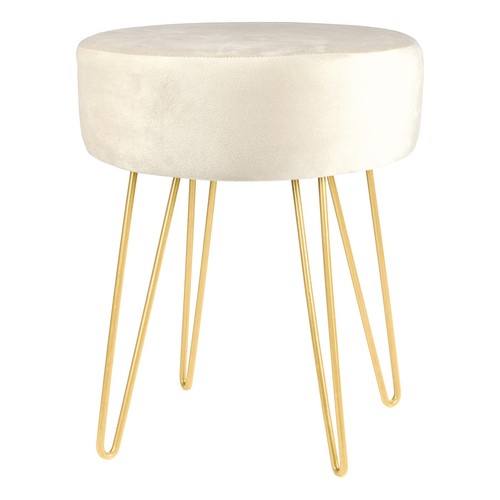Round velvet footstool - footstool, ottoman