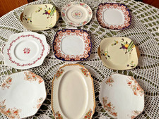 Vintage China sandwich/cake plates shabby chic wedding tearoom Mismatch Bundle 9