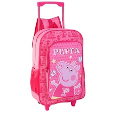 Peppa Pig Pink Wheeled Trolley Backpack Kids Suitcase Cabin Luggage Travel Bag