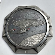 Star Trek Next Generation 1997 Franklin Mint Pewter Plate Encounter At Farpoint 