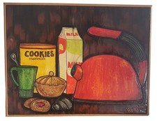 Vintage Retro Kitchen Ceramic ? Hand Painted Folk Art - Signed Hoogland 1970s