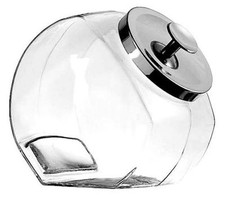 Anchor Hocking Glass Sweet Jar Cookie Jar Chrome Lid Shop Display Jars - 2 sizes