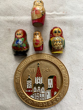 Russian 2 Small Nesting Dolls, Large Medallion, 2 Small Babushka Magnets