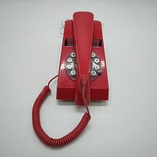 Vintage Trim Phone Wild and Wolf Land Line Push Button Red Telephone - Untested