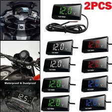 2PACK 12V LED Digital Display Voltmeter Car Motorcycle Volt Gauge Panel Meter