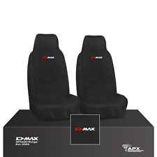 FOR ISUZU D-MAX - 2X FRONT SEAT COVERS (2012-2021) CUSTOM HEAVY DUTY BLACK 1+1