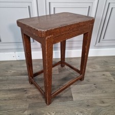 Vintage Antique Oak Wooden Hall Side Table - Joint Stool - Rustic / Distressed