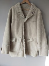 BURTONS VINTAGE STYLE FAUX SHEARLING JACKET LIGHT BEIGE MEN 41-44" CHEST UNWORN 