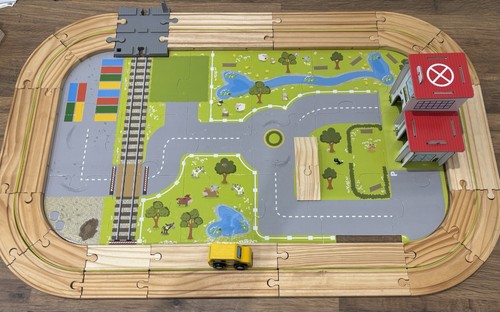 Little town wooden road track - wooden,