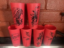 6 Sailor Jerry Plastic Red Tumblers Cowgirl Man Cave Bar Limited Edition