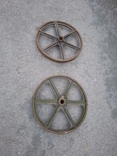 Antique Cast Iron 2x Shepherd Hut/stationary engine Wheels 22.5 Inches. 